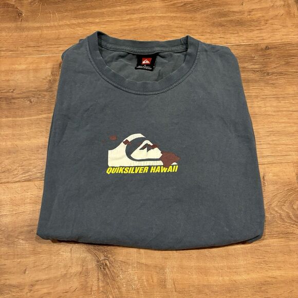 Vintage Quiksilver Shirt Hawaii Surf Blue Graphic Short Sleeve Mens Med Y2K 90s